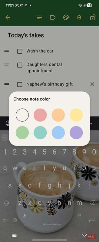 گزینه‌های رنگ‌بندی در Joonote