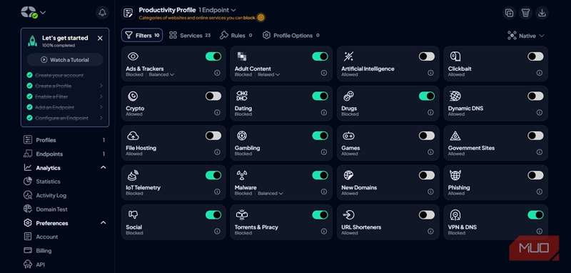 پیکربندی پروفایل‌ها در Control D
