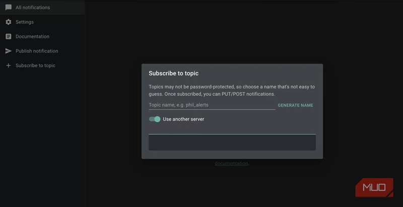 اتصال به سرویس ntfy