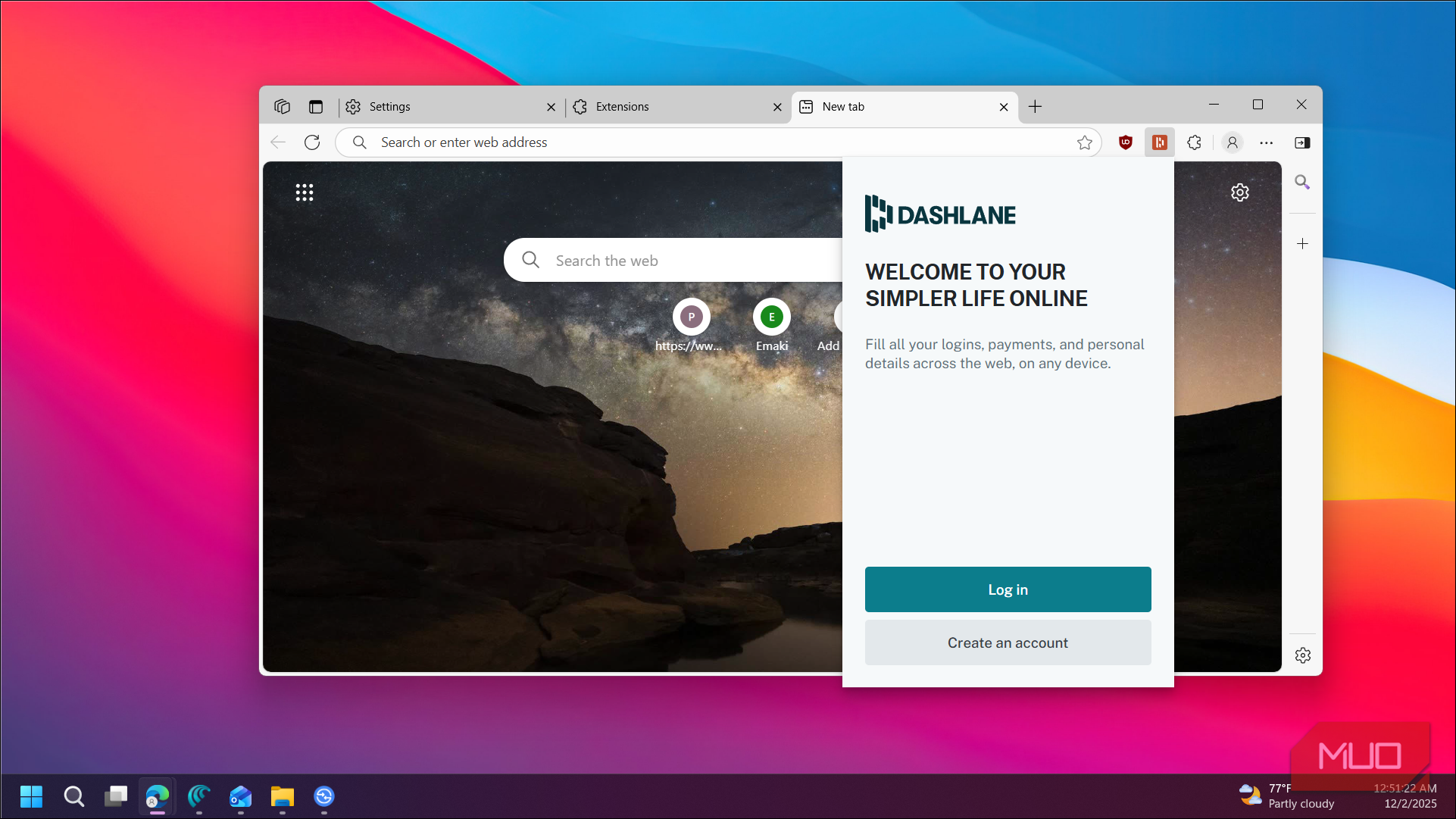 افزونهٔ مدیریت رمز عبور Dashlane