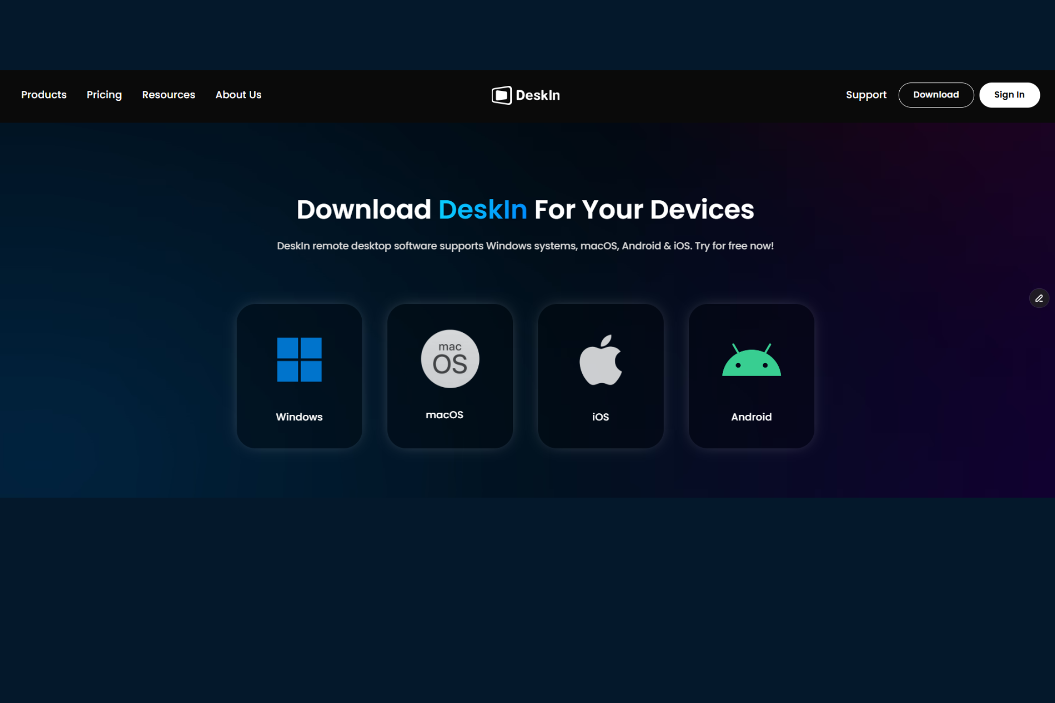 تصویر صفحه دانلود DeskIn