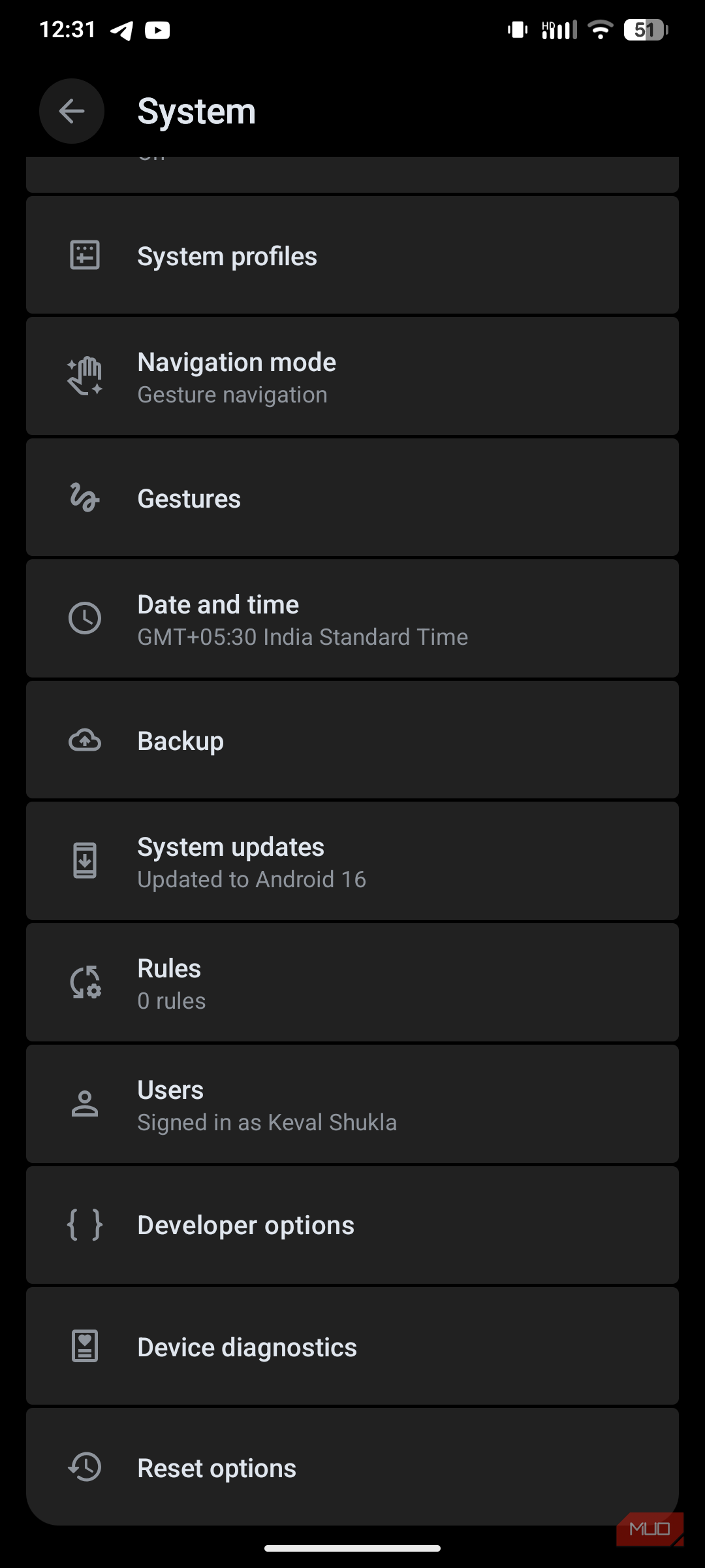 گزینه توسعهدهنده در تنظیمات اندروید