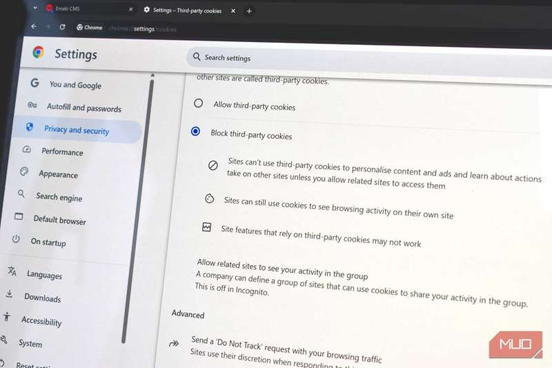 عدم اجازه به کوکی‌های طرف‌ثالث در تنظیمات کروم