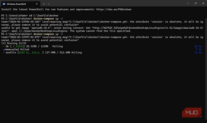 در حال دانلود تصویرهای Seafile