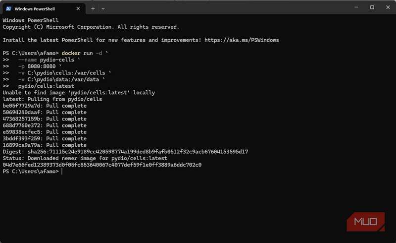 بارگیری تصویر Docker سلول‌های Pydio