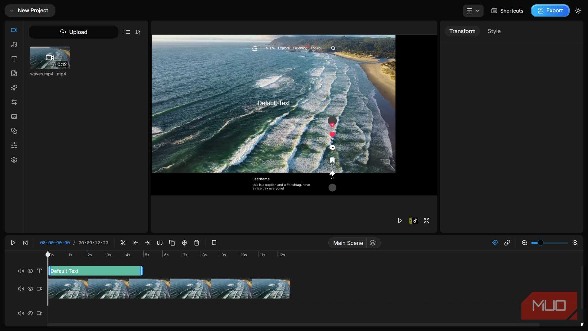 ویرایش یک ویدیو در OpenCut