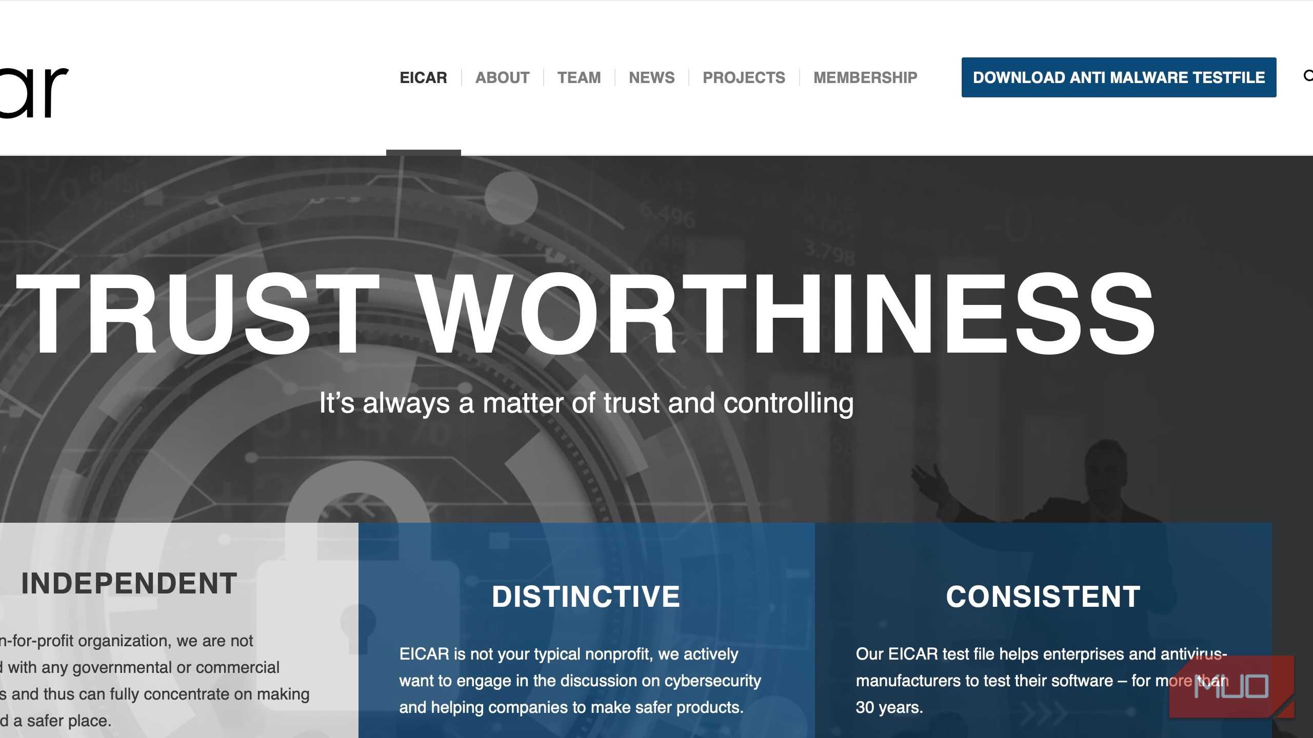 تصویر صفحه اصلی EICAR.ORG