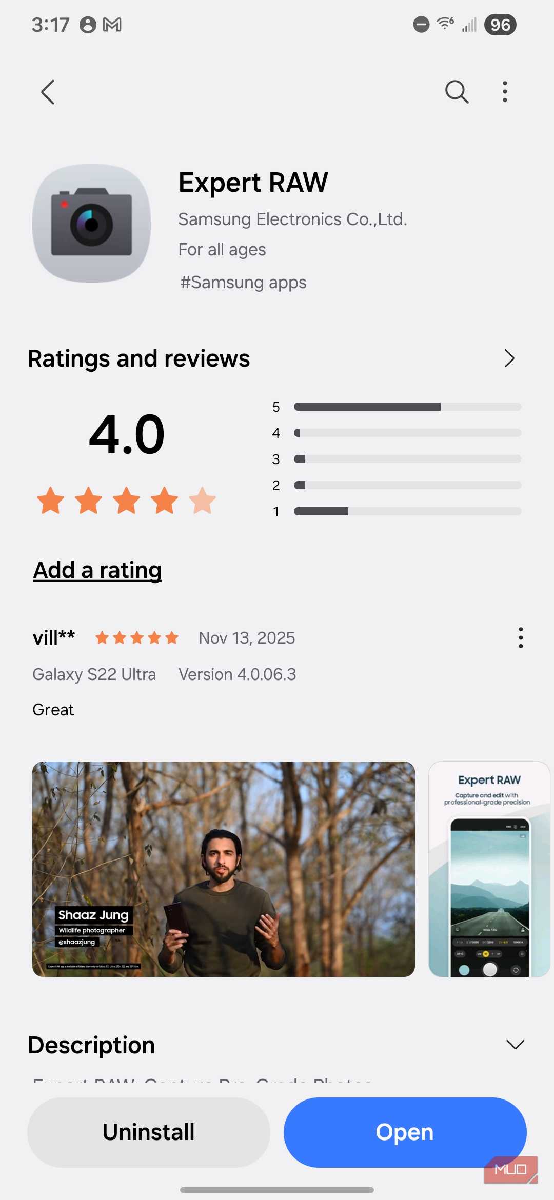 Expert RAW سامسونگ