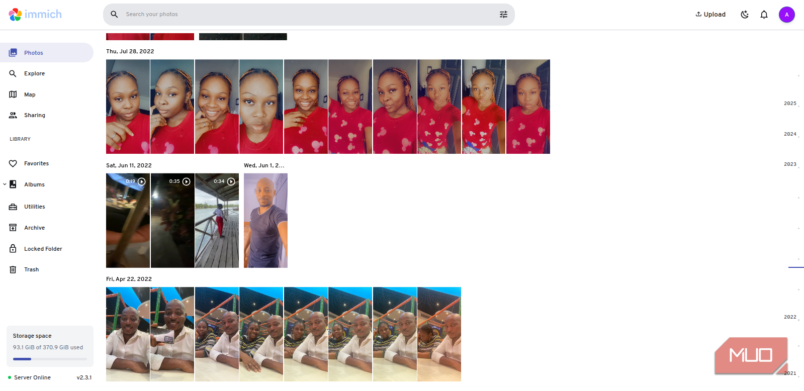 مرور آلبوم‌های عکس در Immich