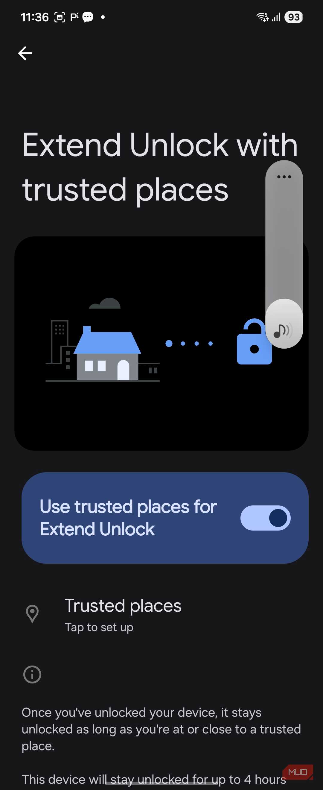 مکان‌های مورد اعتماد قفل‌گشایی گسترش‌یافته