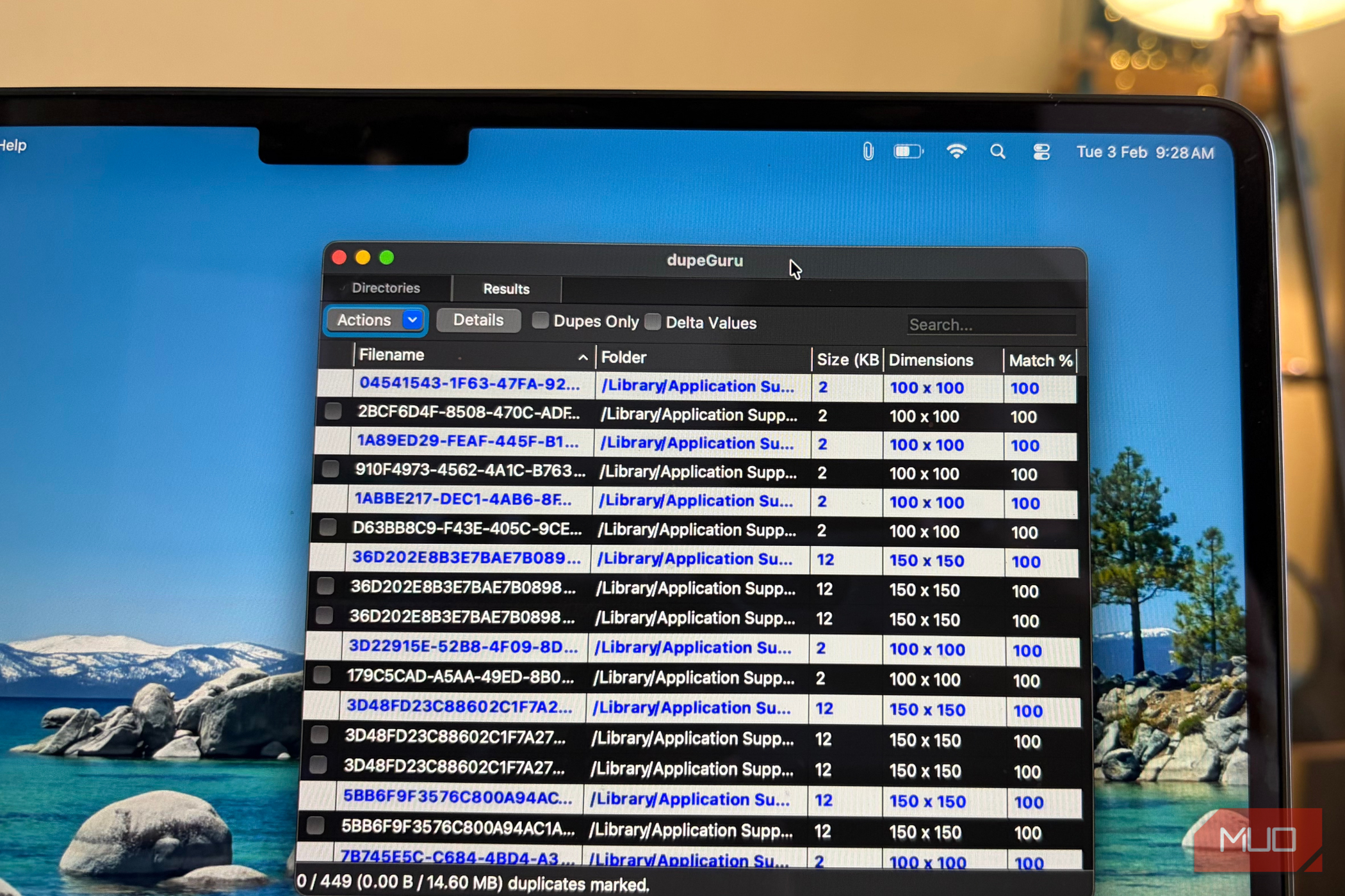 فایل‌های اسکن‌شده در dupeGuru