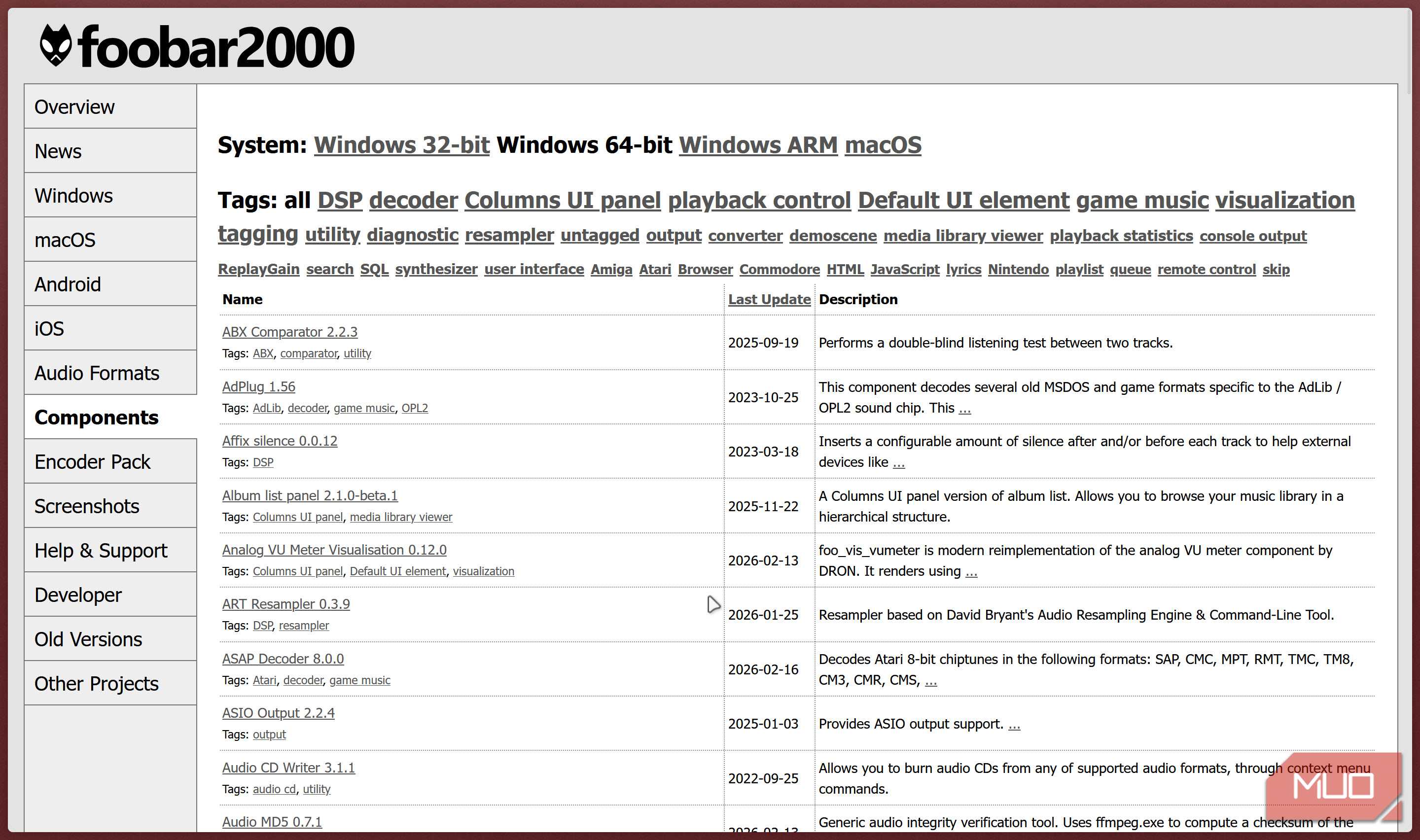 اجزاء Foobar2000