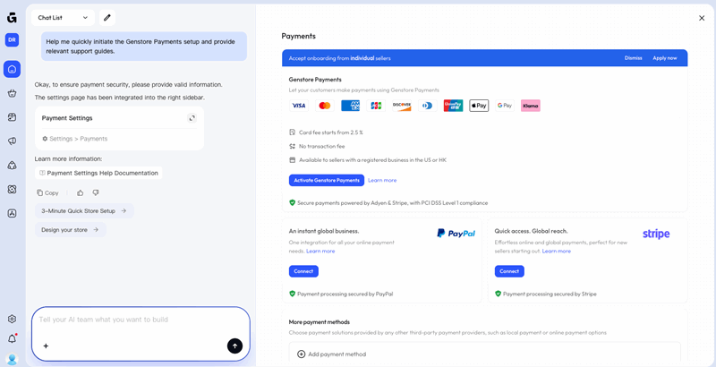راه‌اندازی پرداخت نرم‌افزار genstore.ai