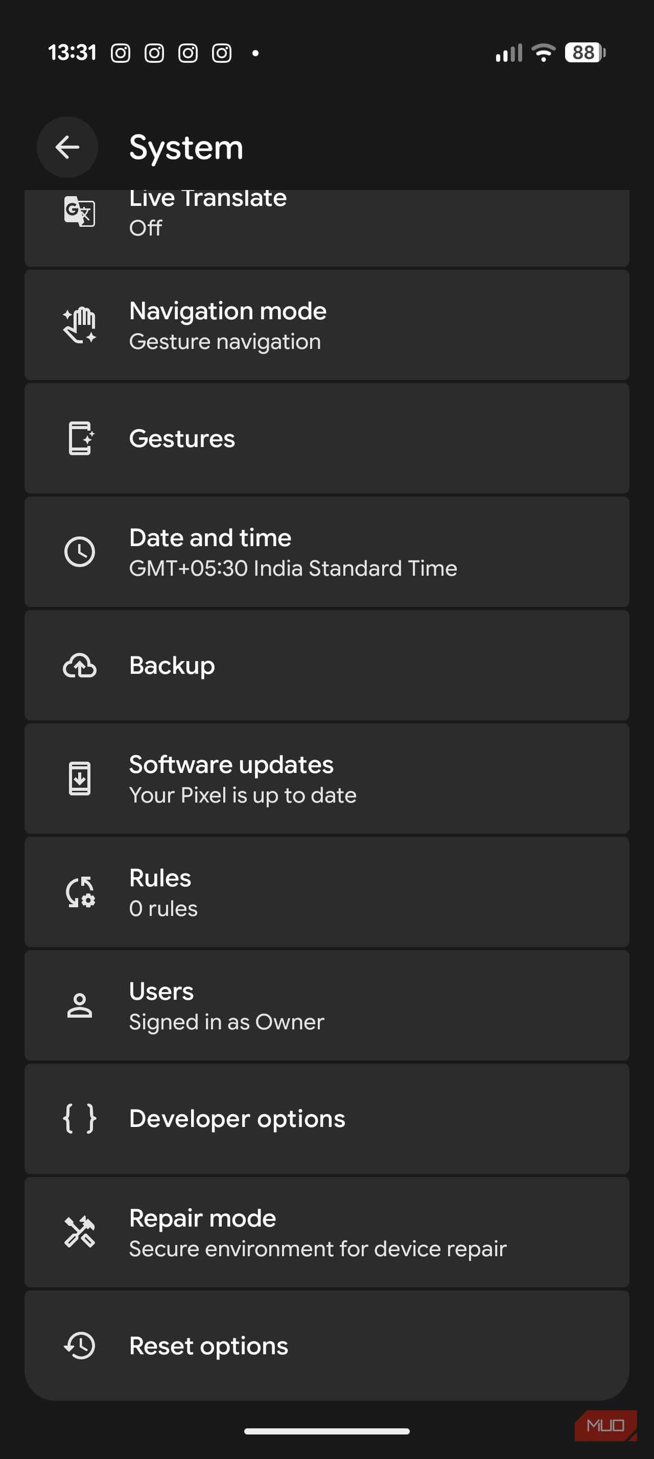 رفتن به گزینه‌های توسعه دهنده در Google Pixel 10 Pro