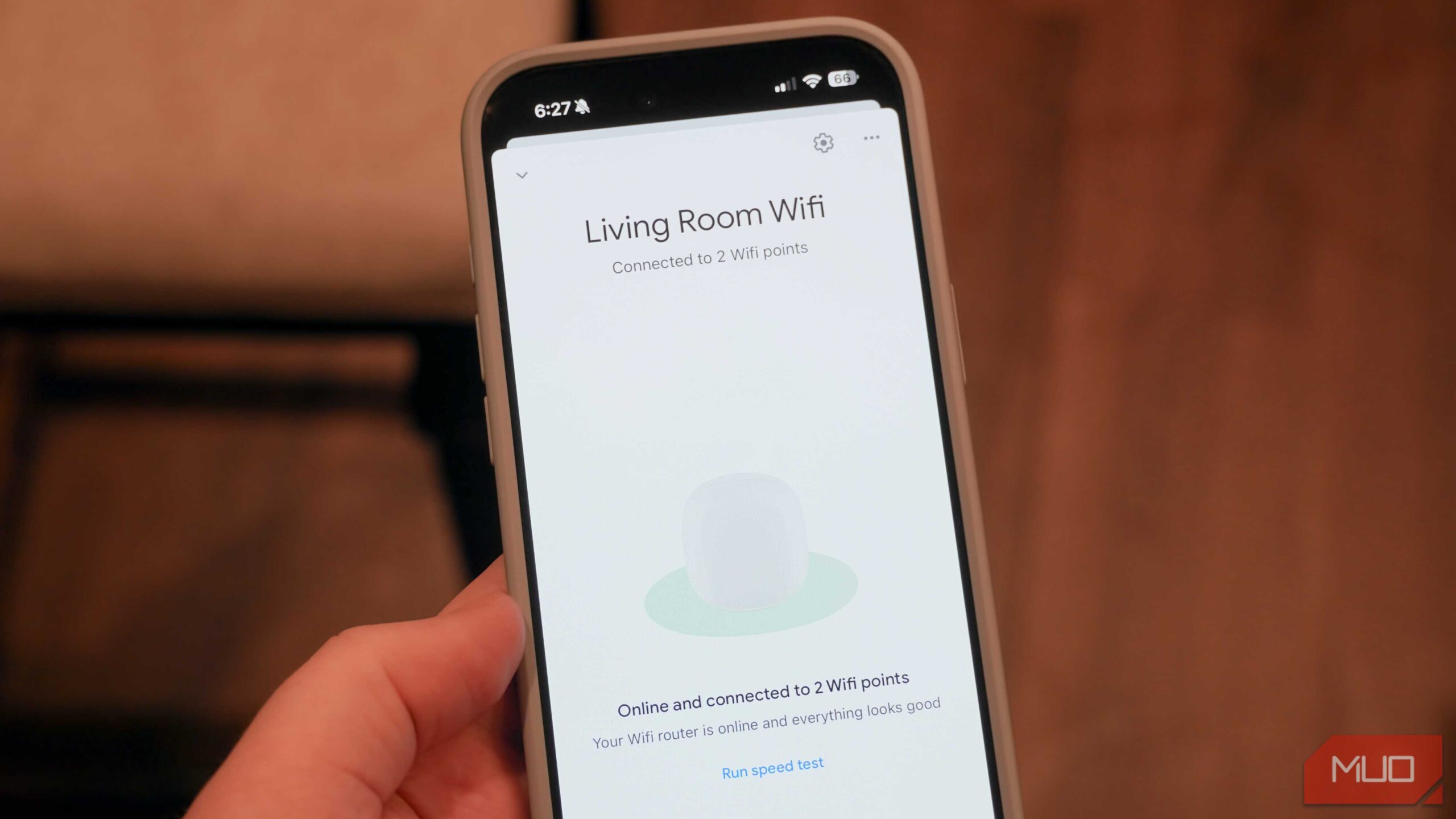 آزمون پوشش Wi‑Fi در برنامه Google Home.