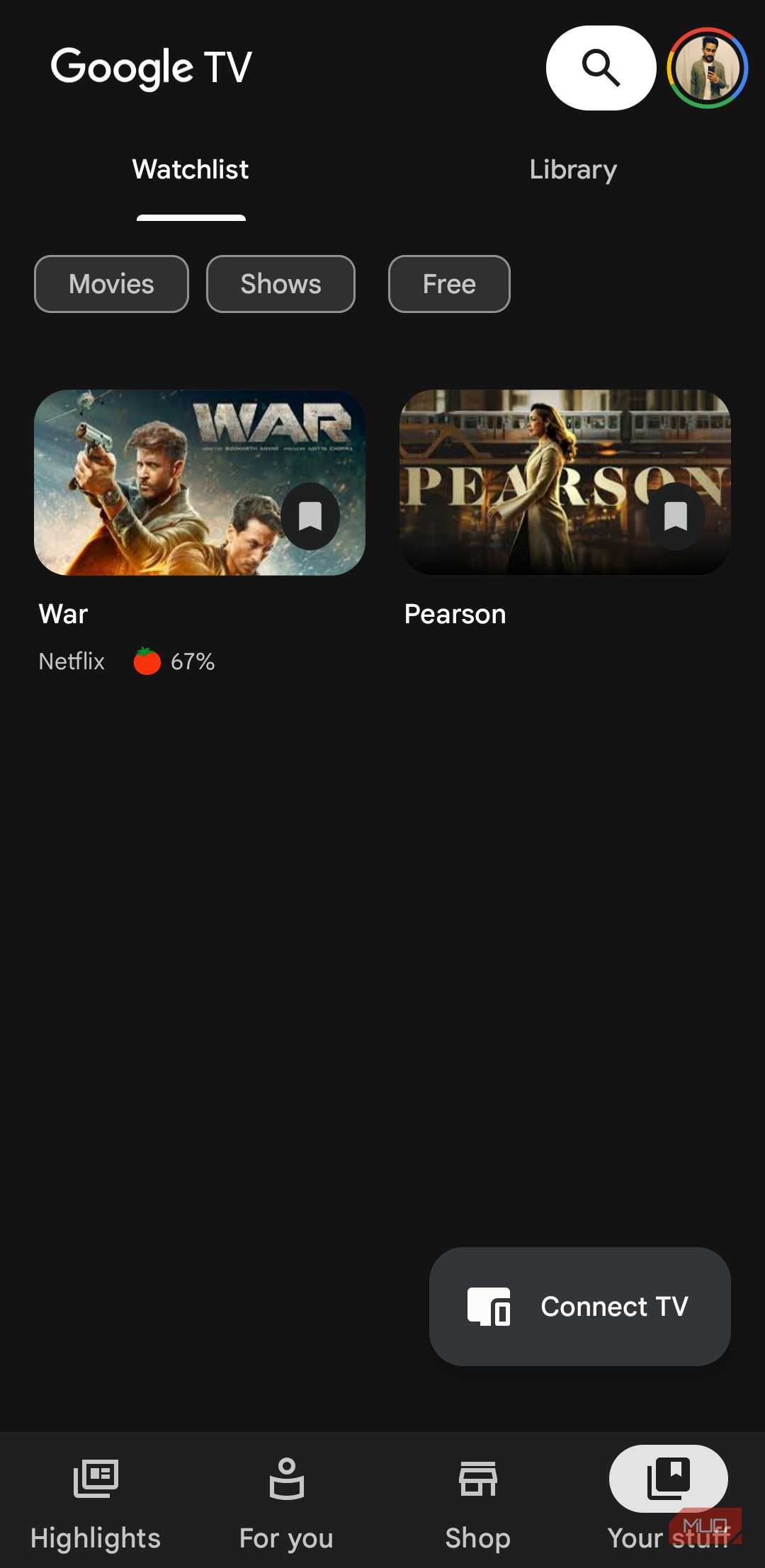 برنامه Google TV روی تلفن