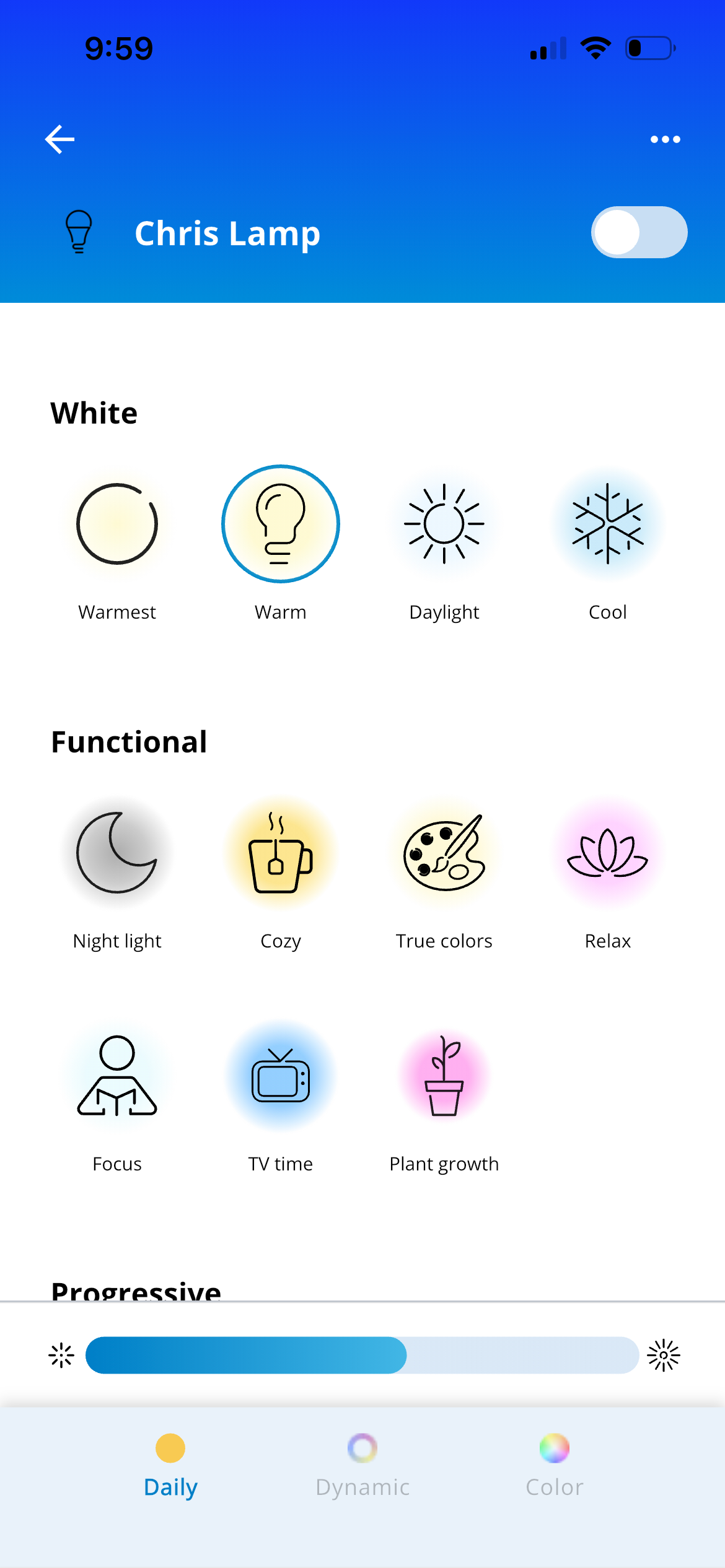 روشنایی لامپ هوشمند WiZ در ۵۰٪
