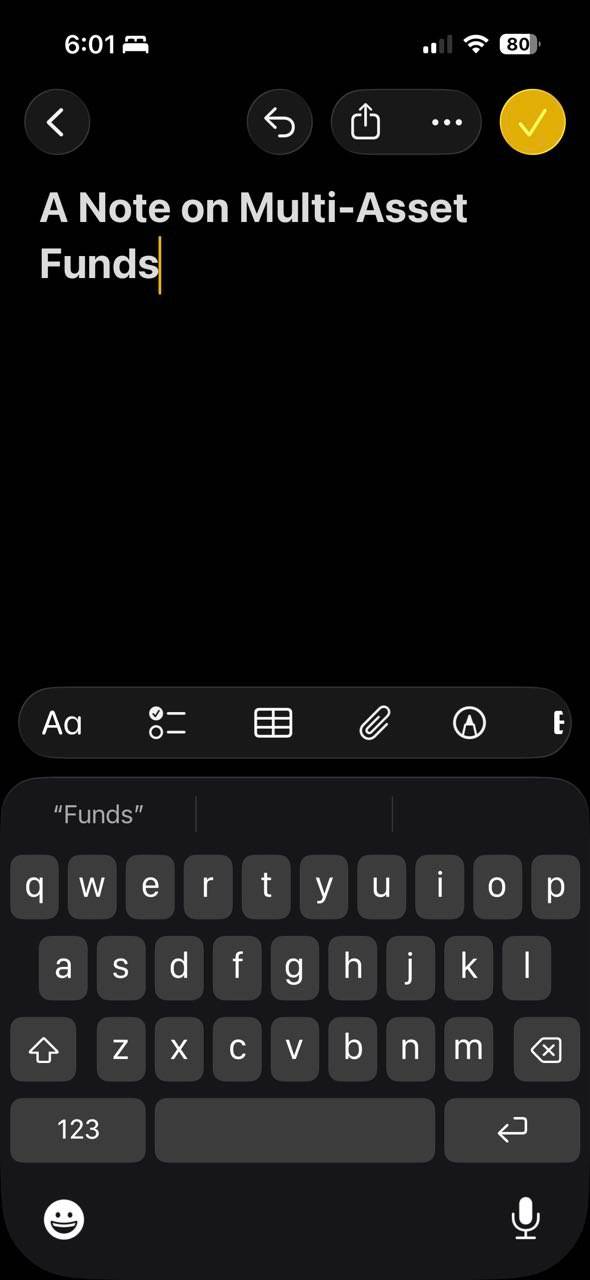 آیکون ضمیمه را در برنامه Apple Note انتخاب کنید تا اسکنر سند نمایش داده شود.