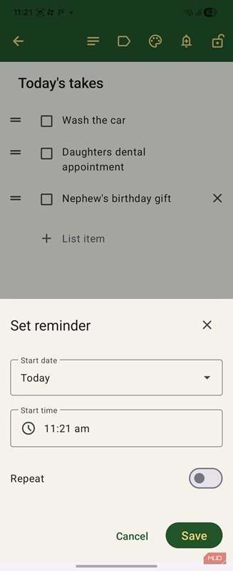 گزینه یادآوری Joonote