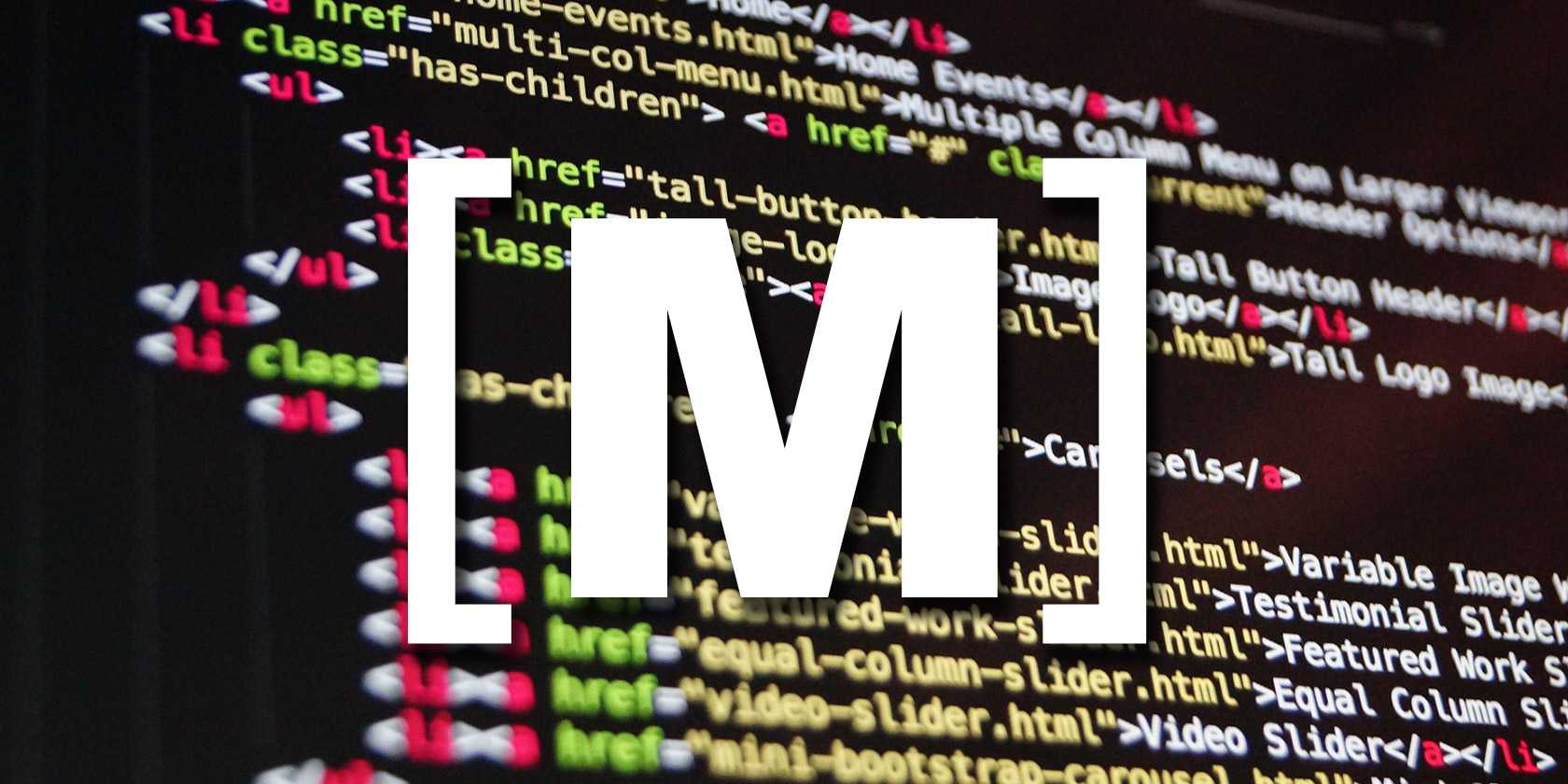 لوگوی Markdown در جلو صفحهٔ برنامه‌نویسی