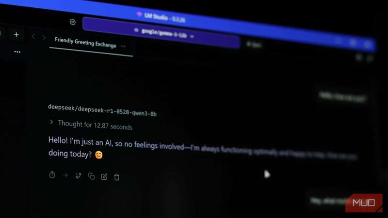 LM Studio با چت Deepseek R1.