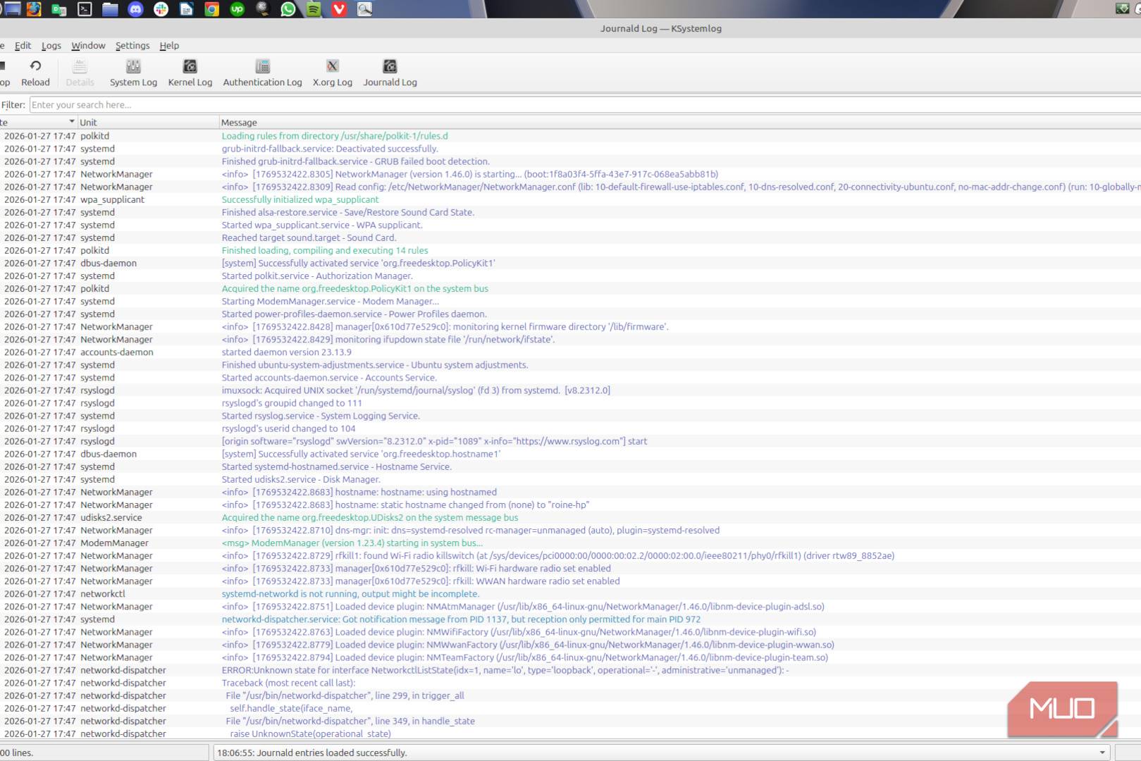 نمایشگر لاگ لینوکس