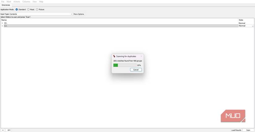 تعداد تطابق‌ها در اسکن dupeGuru