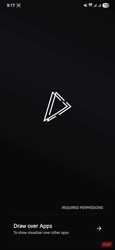 صفحهٔ مجوز Muviz Edge که از کاربر می‌خواهد «Draw over apps» را فعال کند