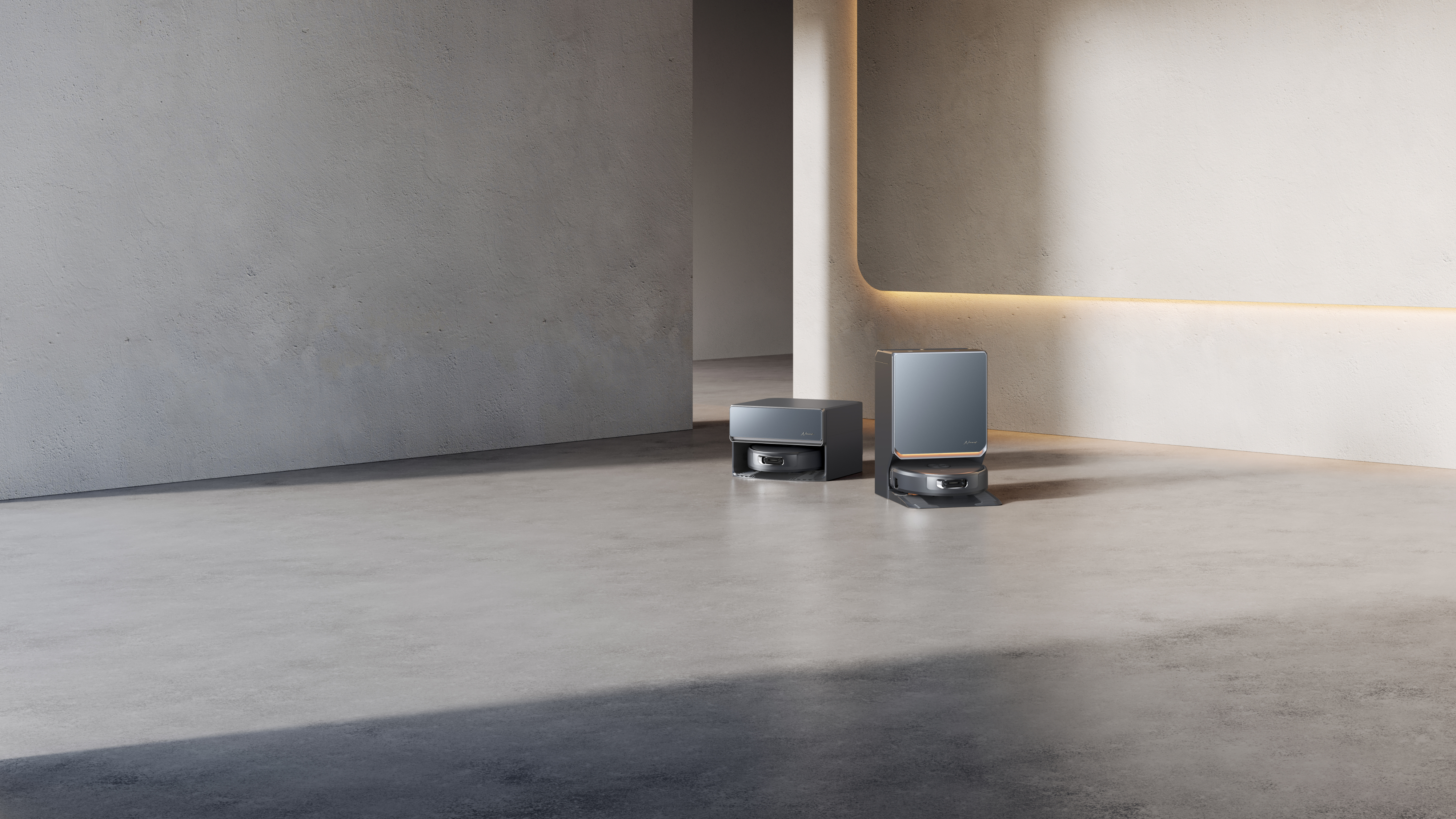 ناروال Flow 2 و ایستگاه پایه در یک اتاق خاکستری