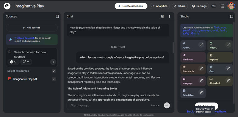 استعلام مقاله در NotebookLM.