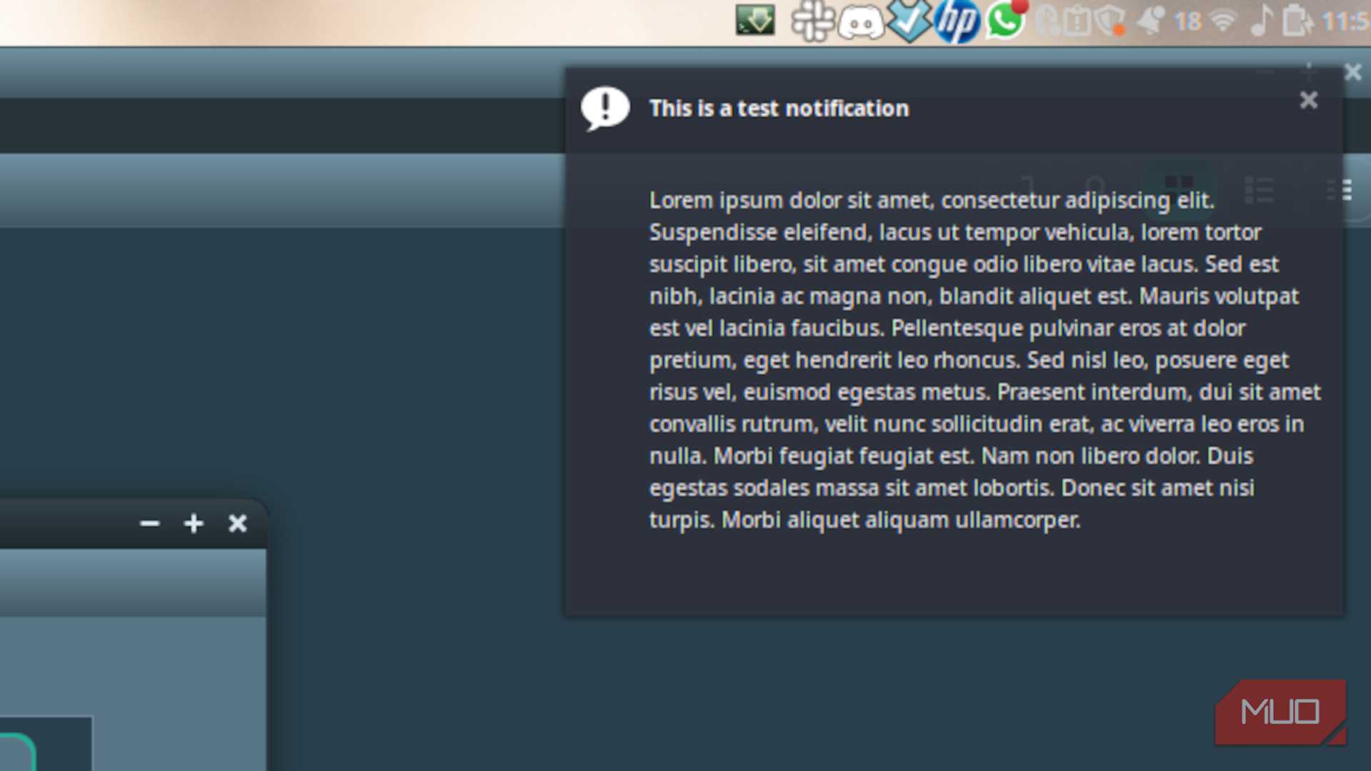 اعلان‌های نشان داده شده در محیط Cinnamon