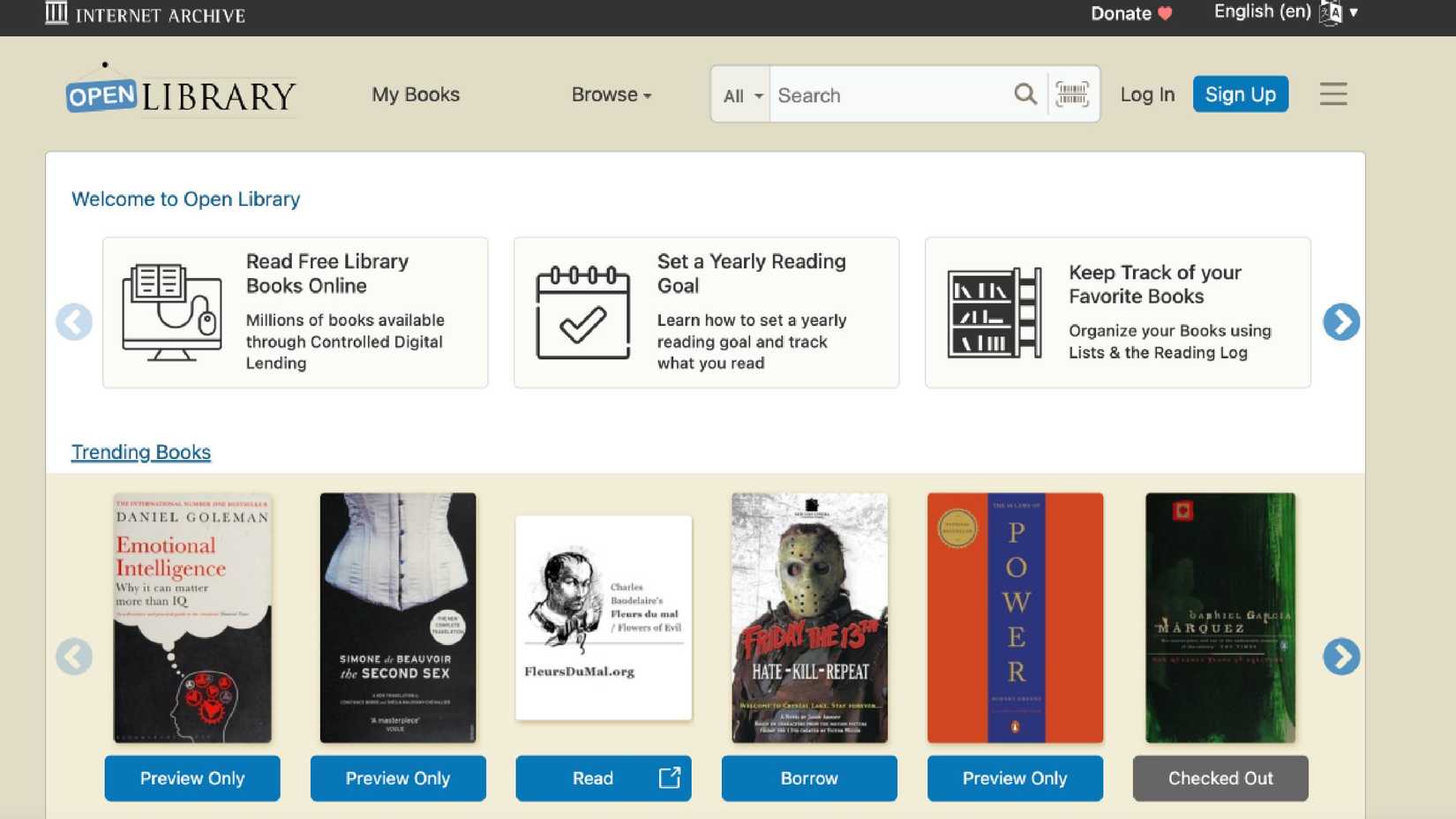 صفحه اصلی Open Library