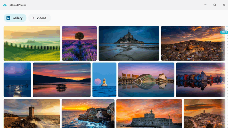 خط زمان گالری pCloud