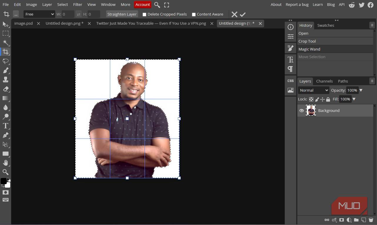 ابزار جادوئی چوبدستی Photopea