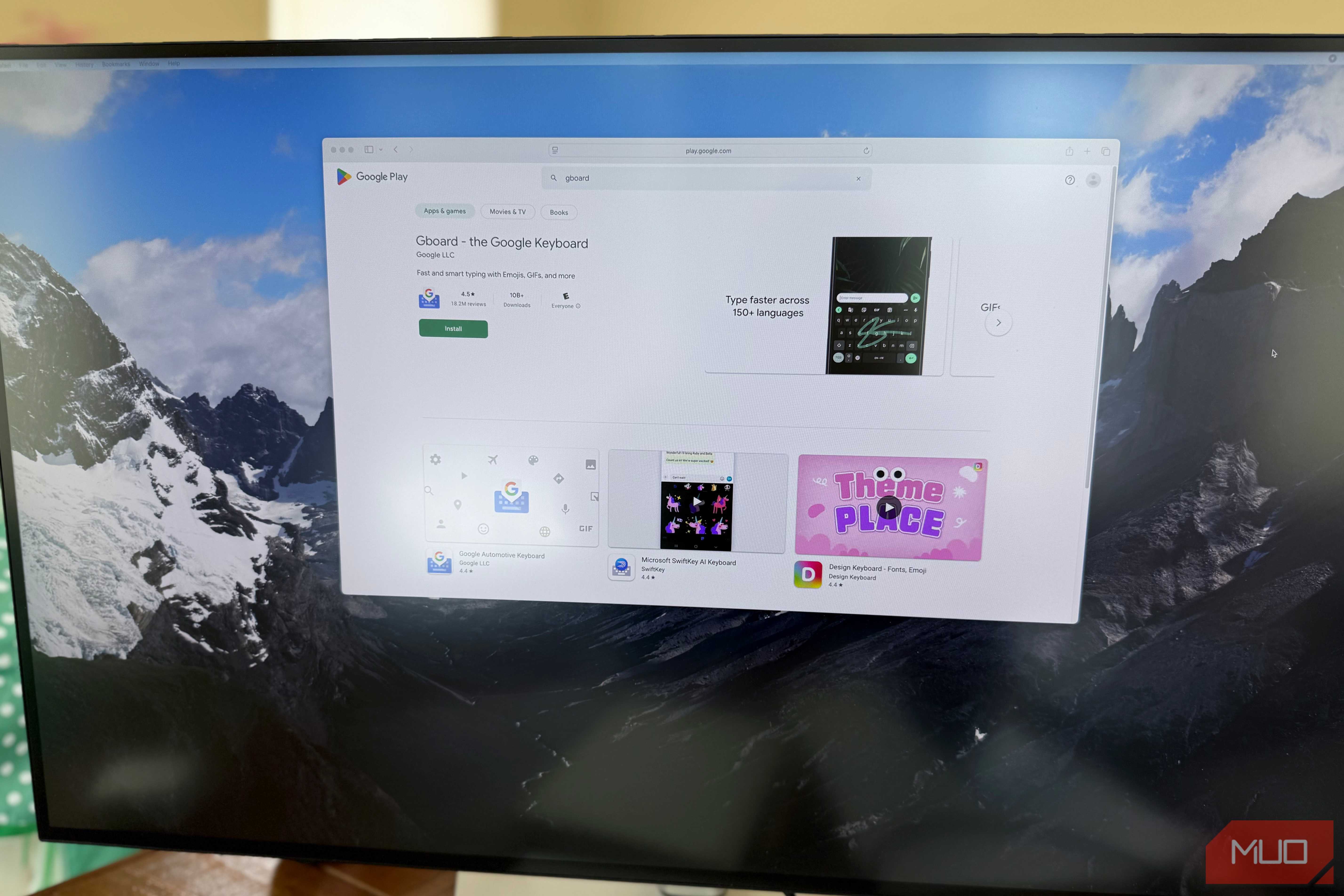 Gboard در فروشگاه پلی روی دسکتاپ
