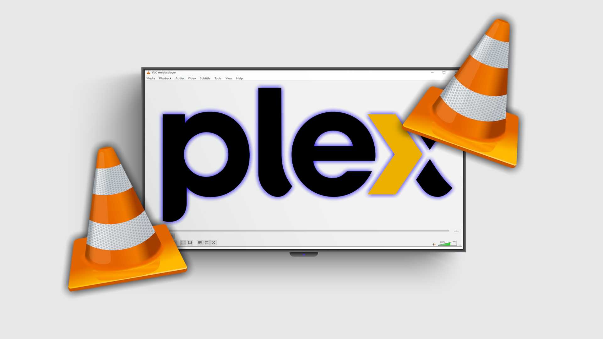 آرم‌های Plex و VLC روی تلویزیون دیواری