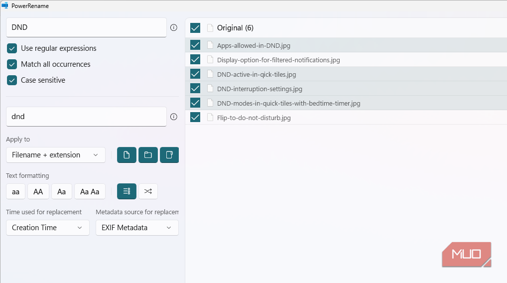 PowerRename با تمام ویژگی‌ها.