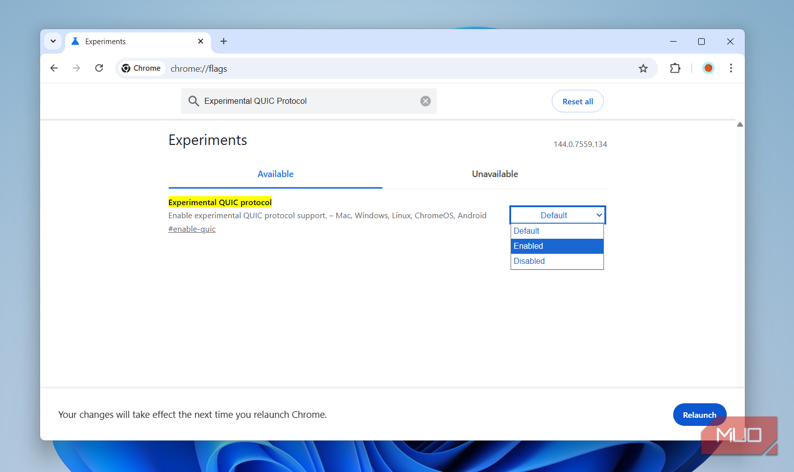 پرچم پروتکل QUIC در Chrome
