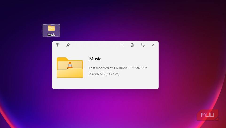 برنامه QuickLook که پیشنمایش پوشه را نشان میدهد