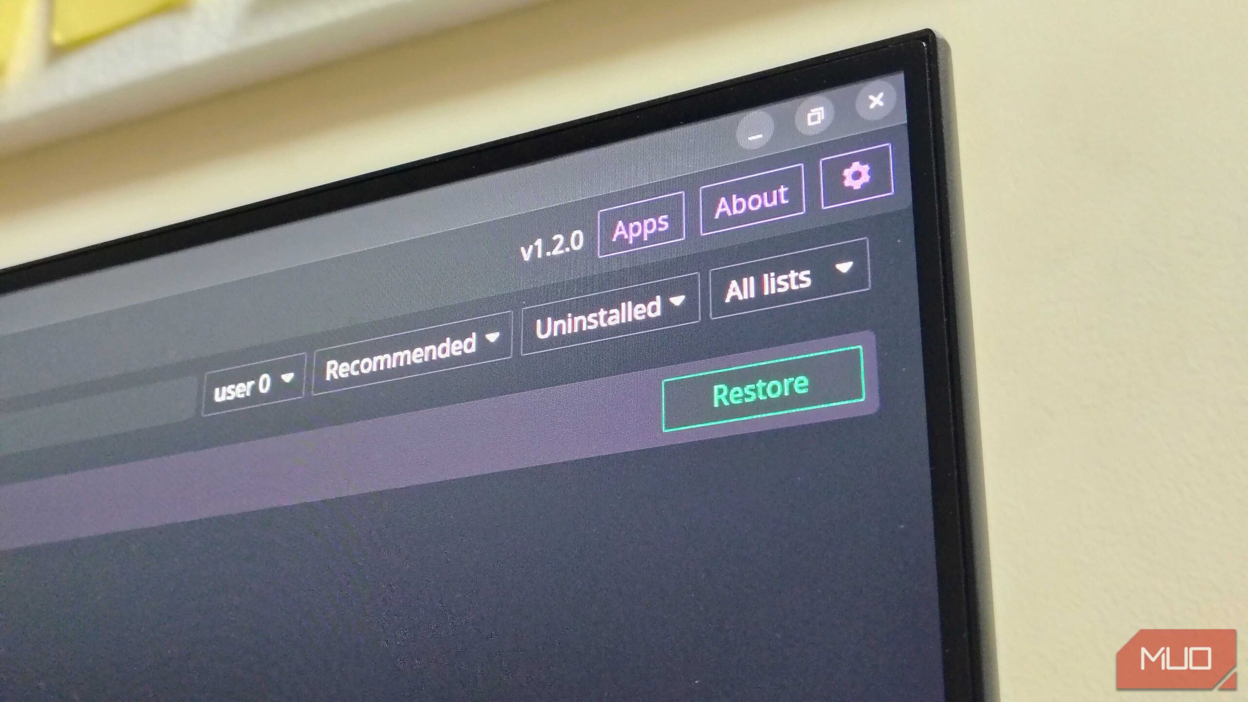گزینهٔ بازگردانی در UAD‑NG.