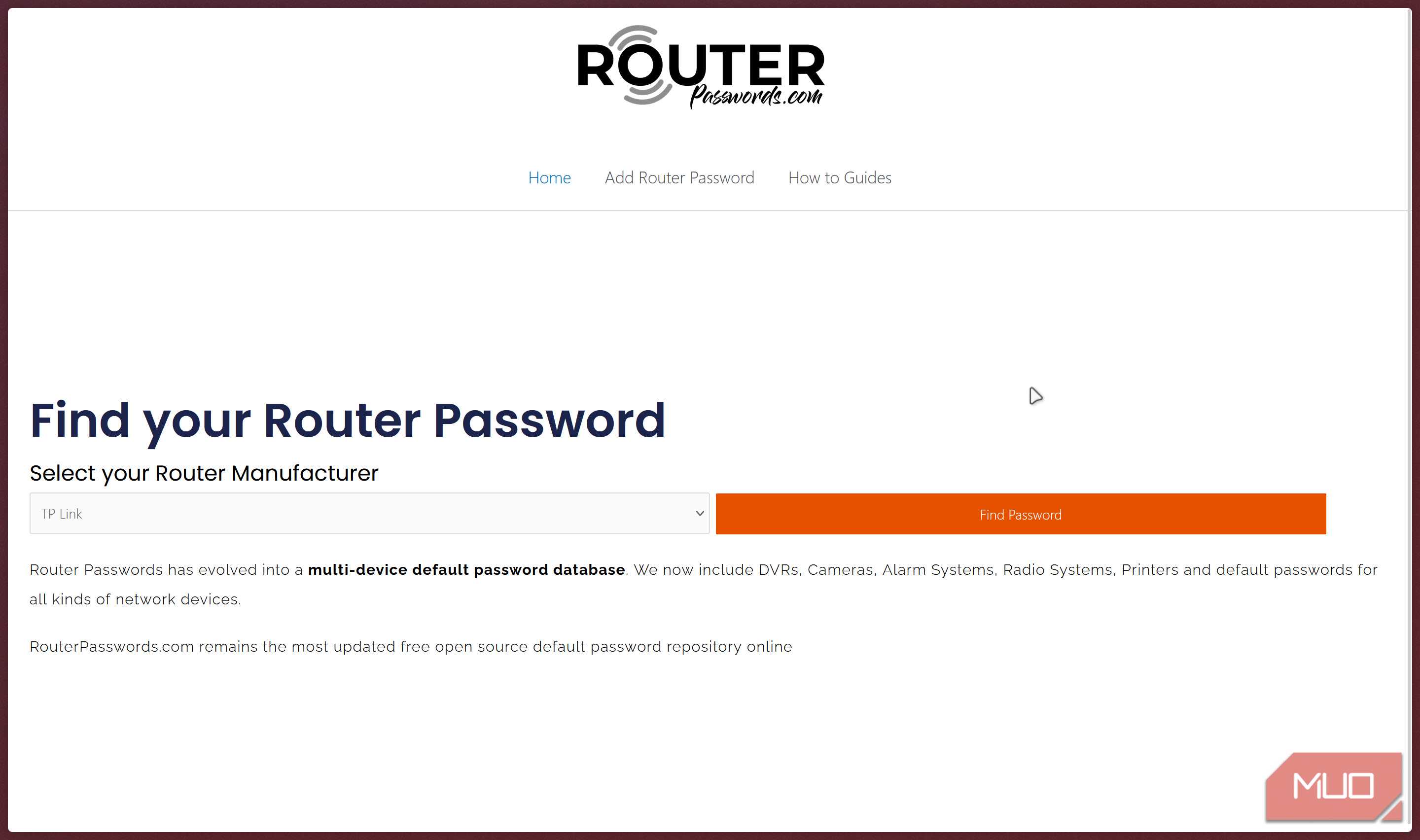 صفحه اصلی وب‌سایت رمز عبور روتر