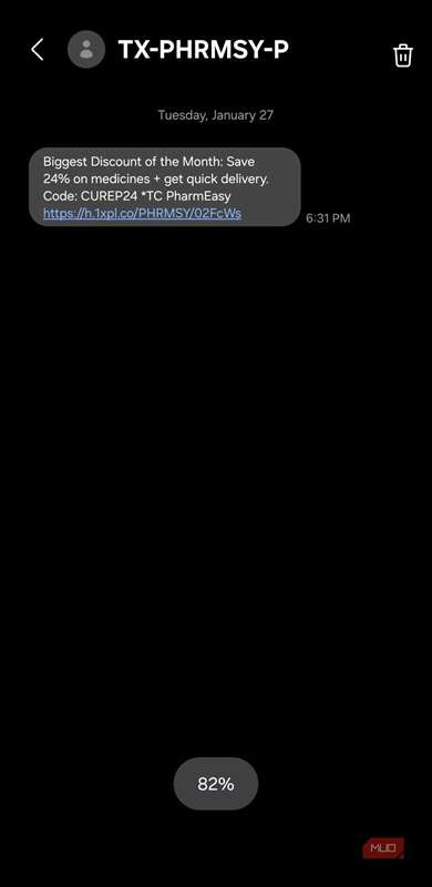 سطح بزرگنمایی برنامه Samsung Messages