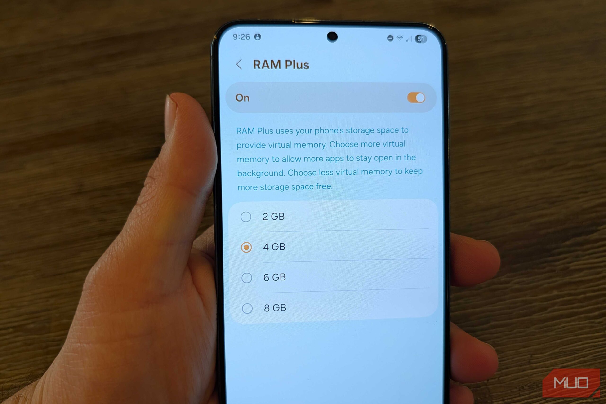 گزینه‌های RAM Plus سامسونگ