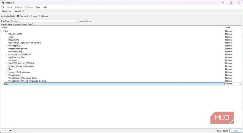 اسکن پوشه در DupeGuru