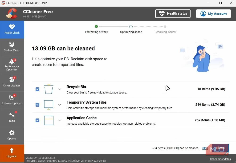 نتیجه اسکن در CCleaner