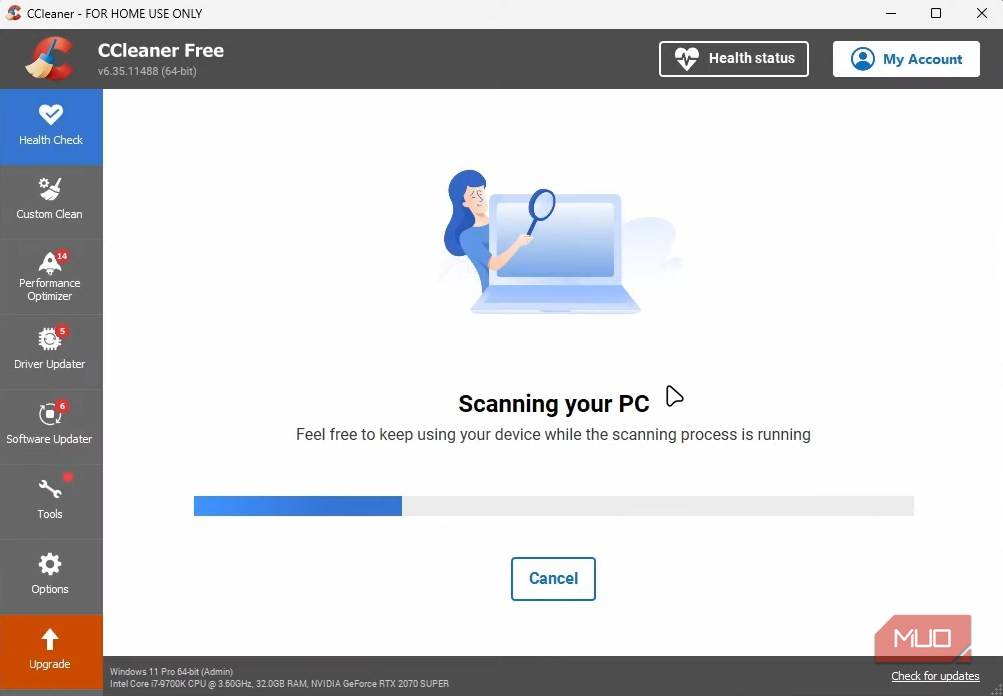 اسکن رایانه با CCleaner