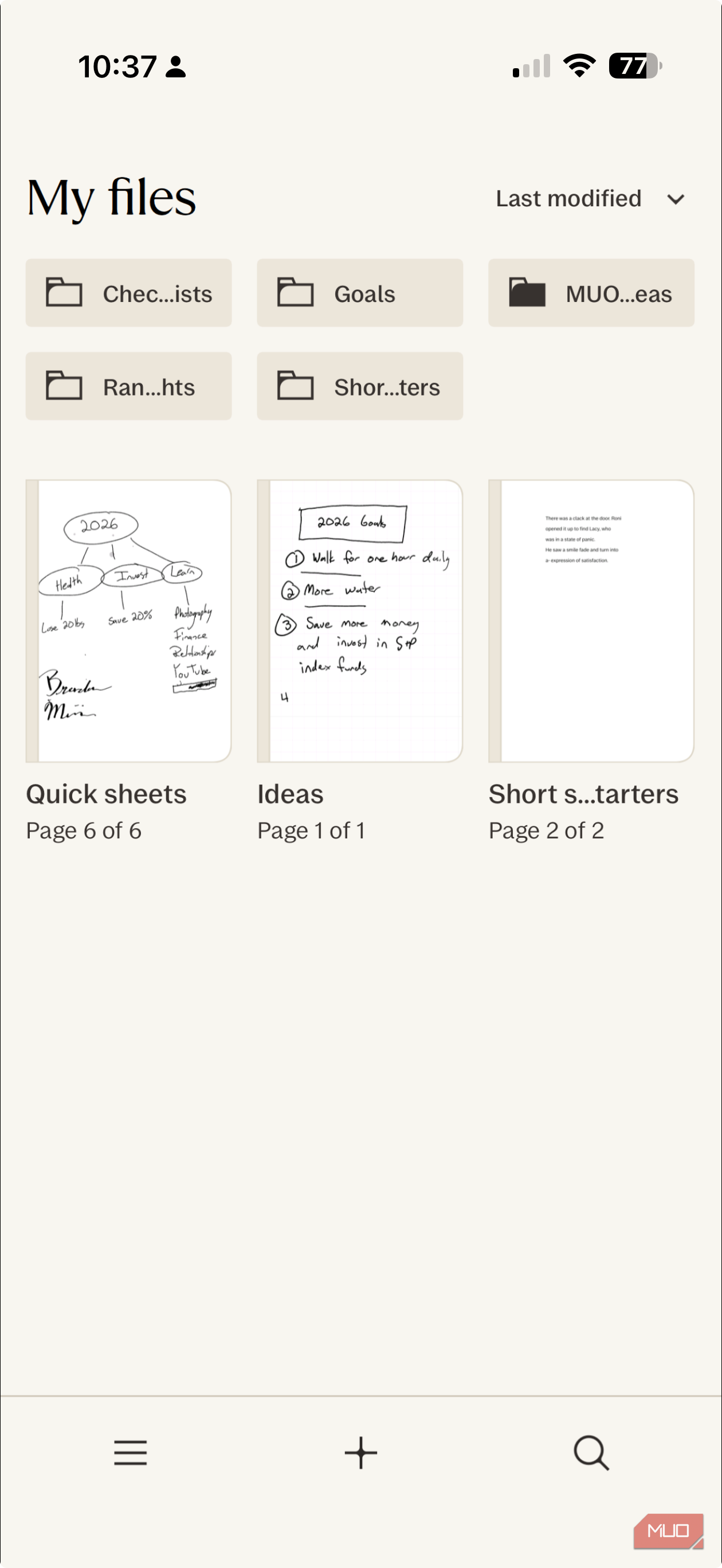نمایش فایلهای برنامه reMarkable