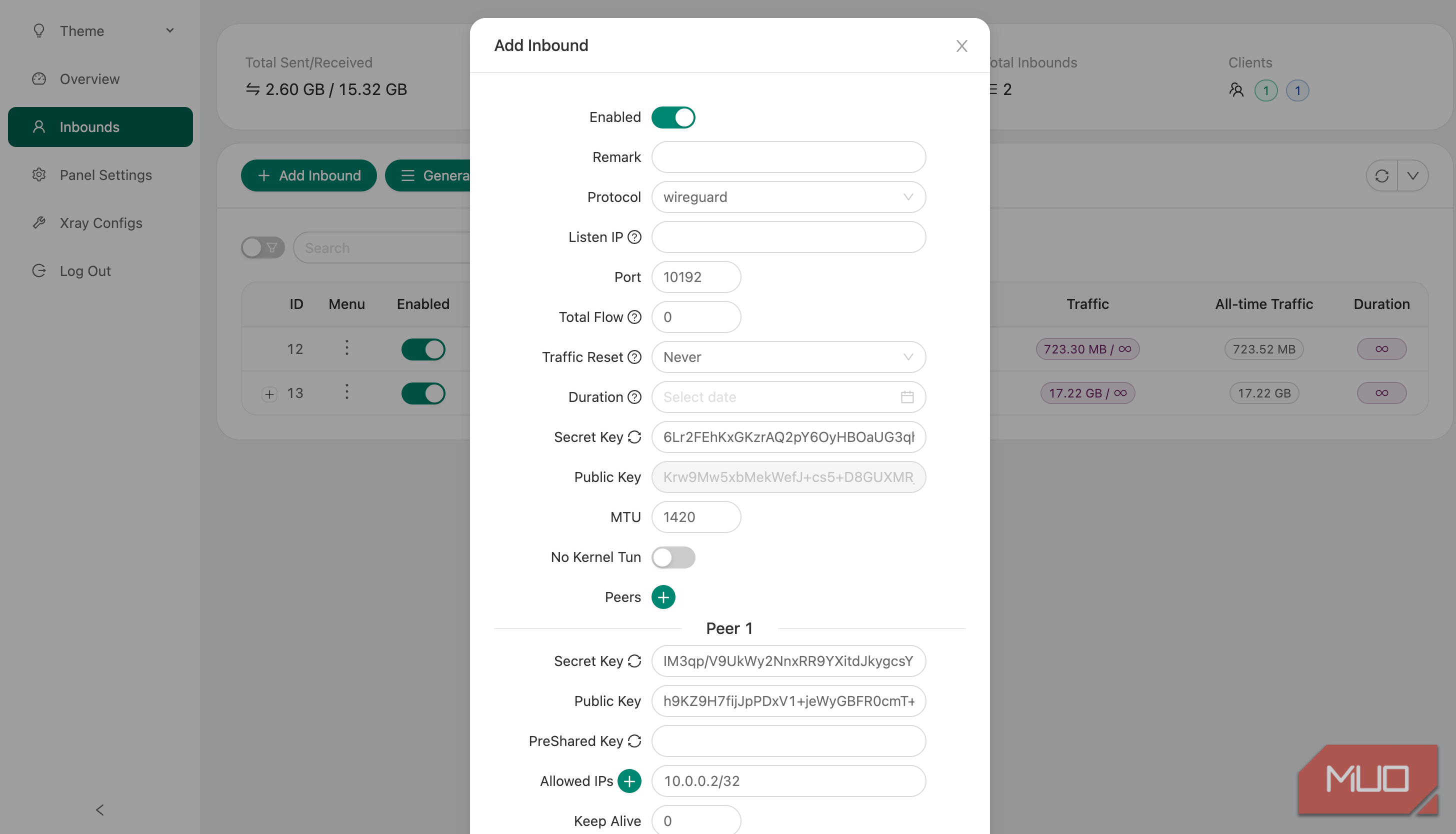 راه‌اندازی اتصال WireGuard در 3X-UI