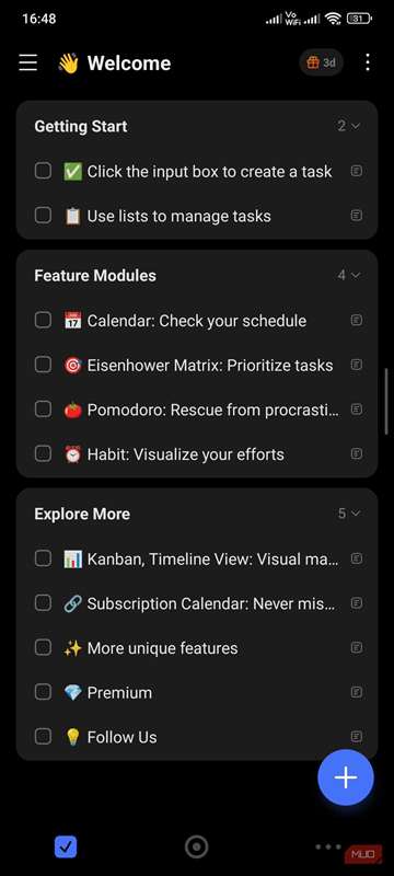 وظایف در برنامه TickTick