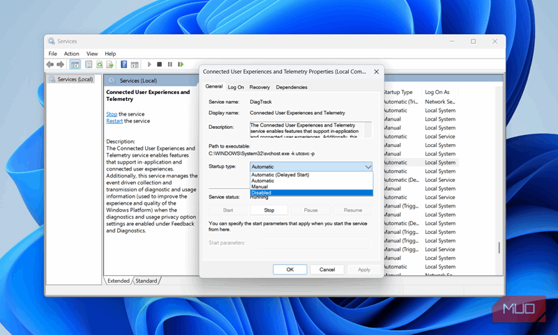 ویژگی‌های سرویس تله‌متری بر روی رایانه
